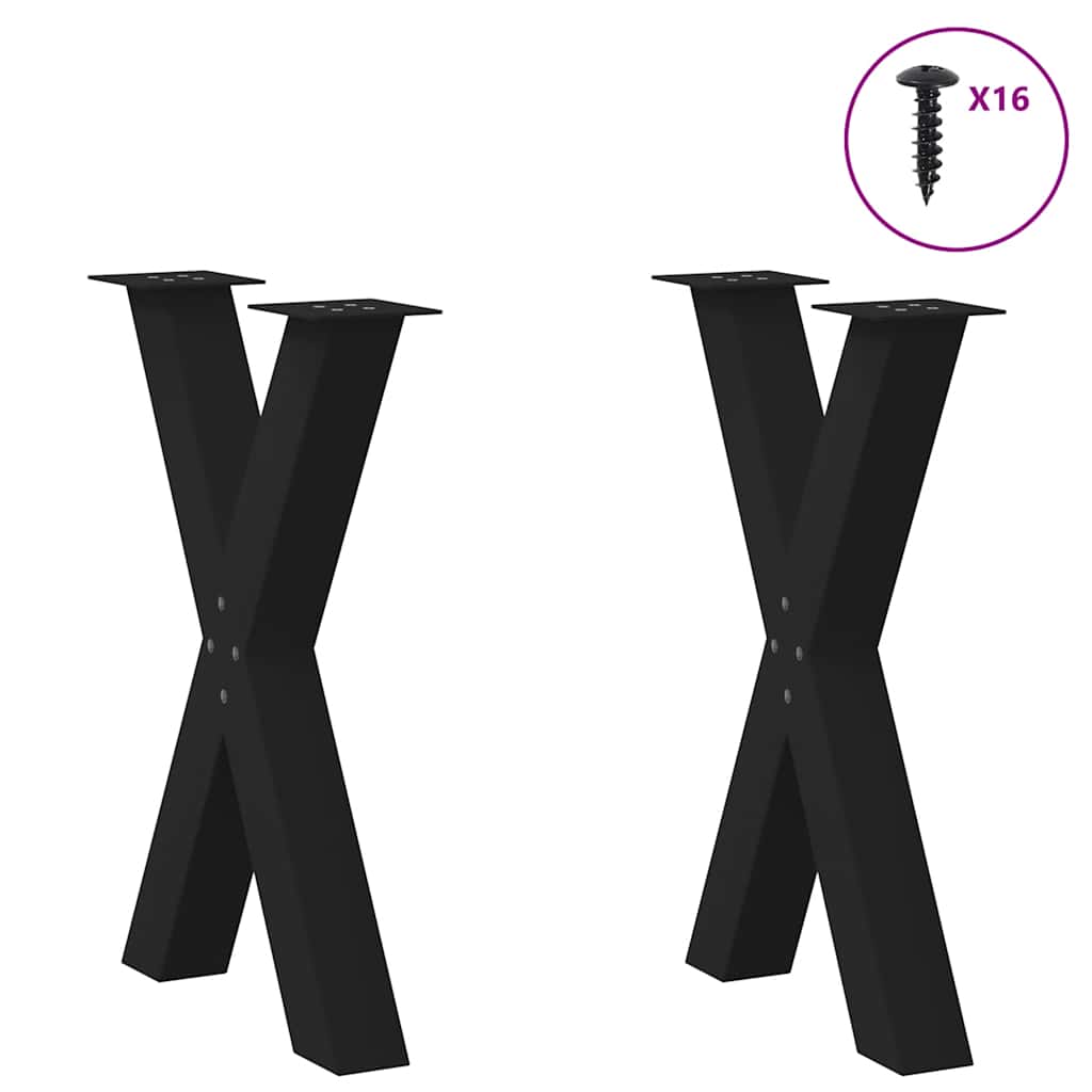vidaXL Picioare de masă în formă de X, 2 buc., negru, 60x(72-73) cm, oțel vidaXL Picioare de masă în formă de X, 2 buc., negru, 60x(72-73) cm, oțel