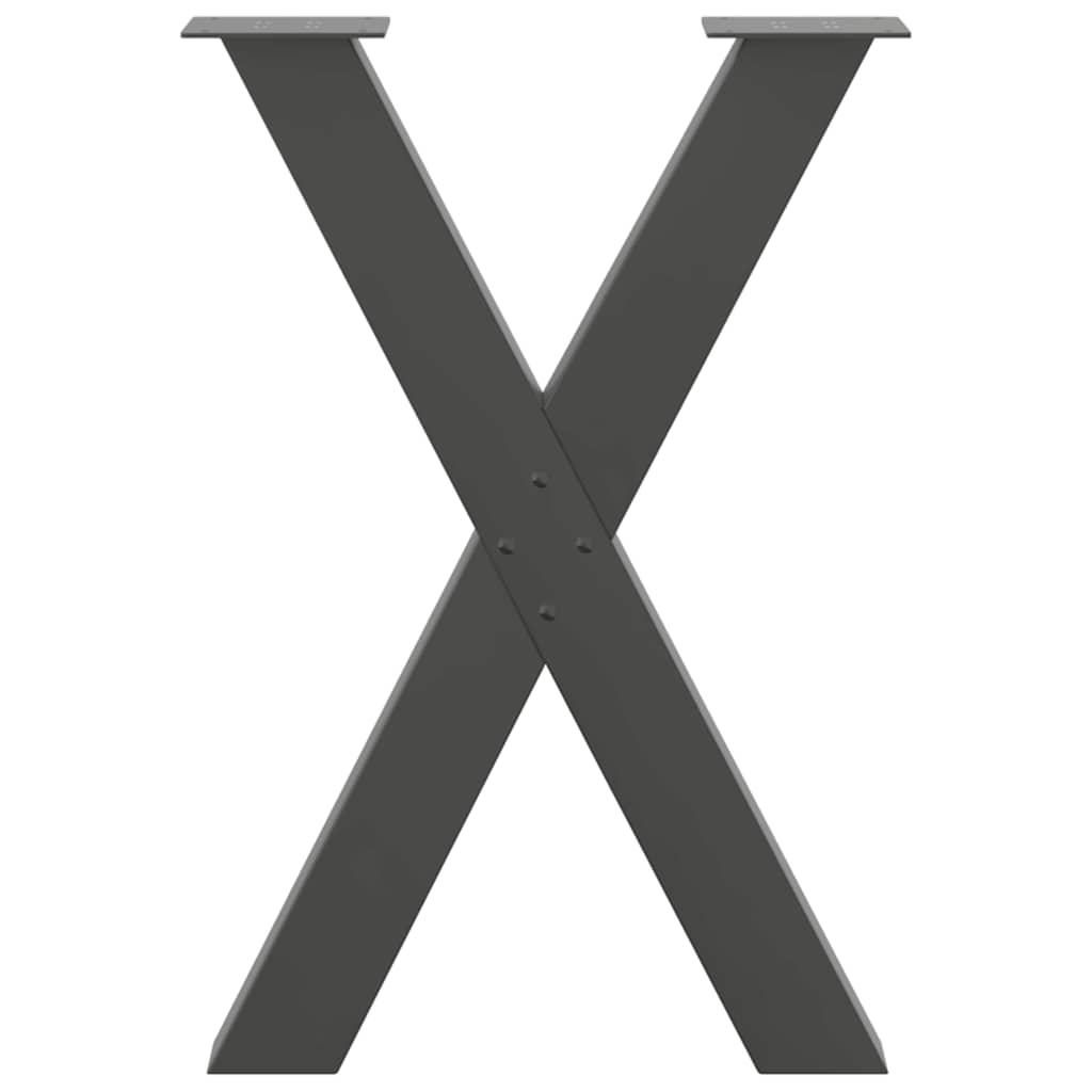 vidaXL Picioare de masă în formă de X, 2 buc., antracit, 60x(72-73) cm, oțel