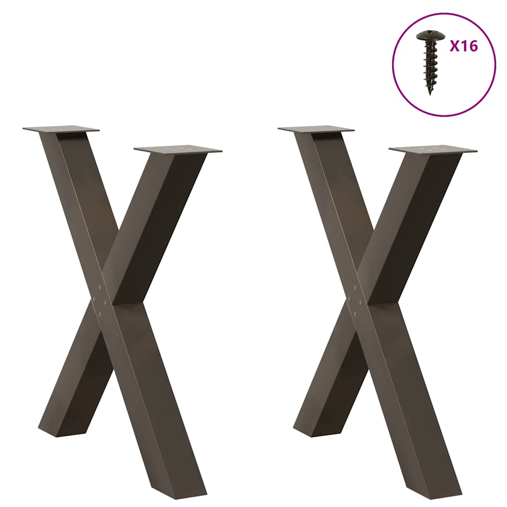 vidaXL Picioare de masă în formă de X, 2 buc., oțel natural, 70x(72-73) cm vidaXL Picioare de masă în formă de X, 2 buc., oțel natural, 70x(72-73) cm