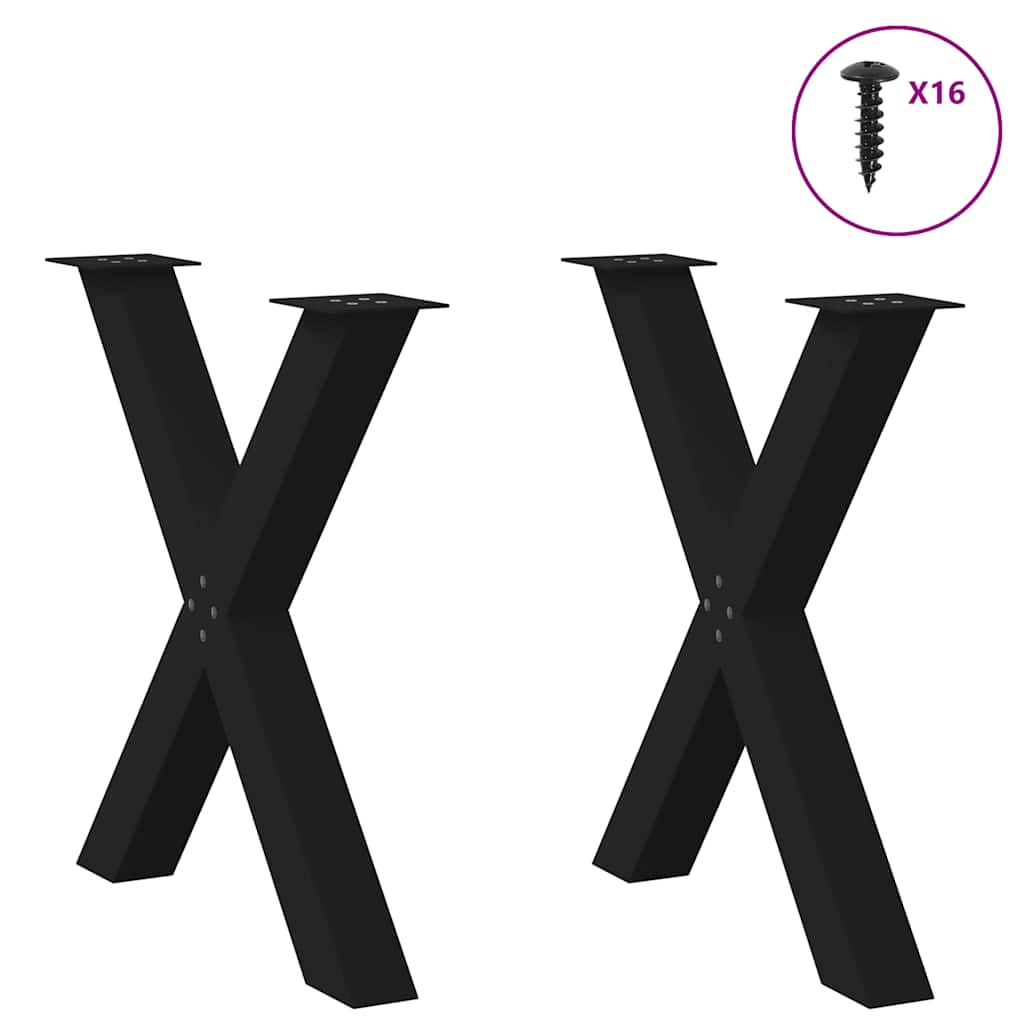vidaXL Picioare de masă în formă de X, 2 buc., negru, 80x(72-73) cm, oțel