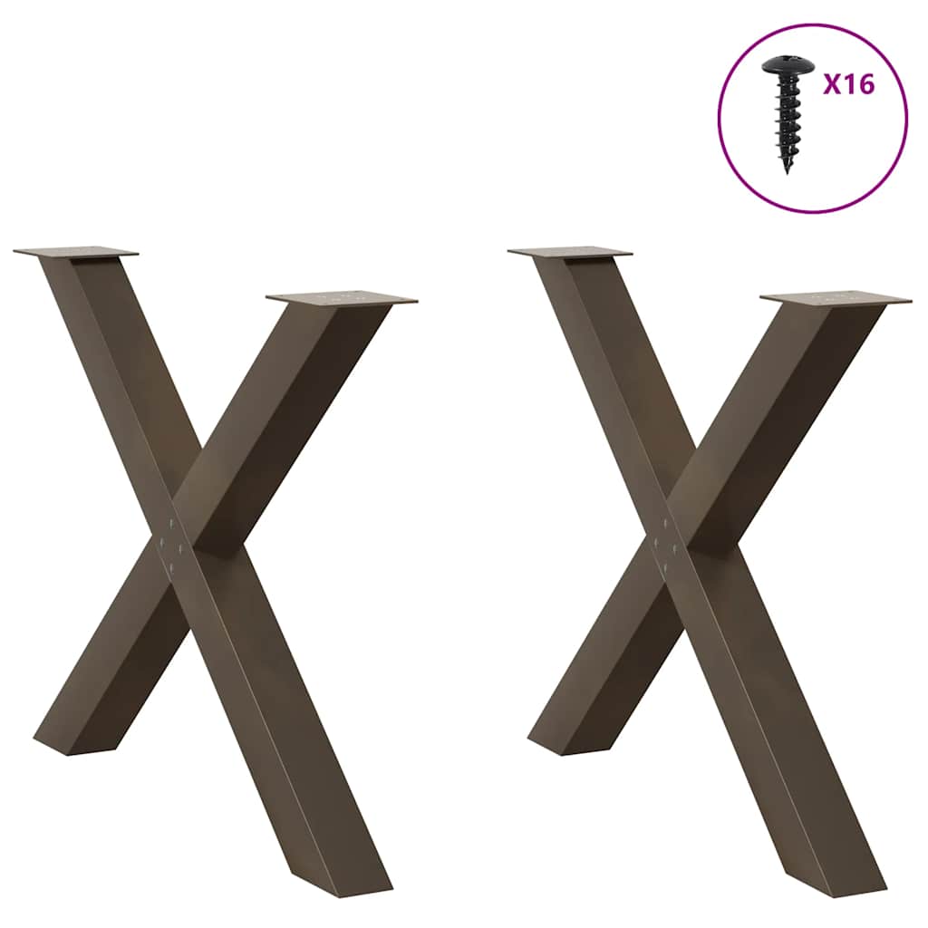 vidaXL Picioare de masă în formă de X, 2 buc., oțel natural, 90x(72-73) cm vidaXL Picioare de masă în formă de X, 2 buc., oțel natural, 90x(72-73) cm
