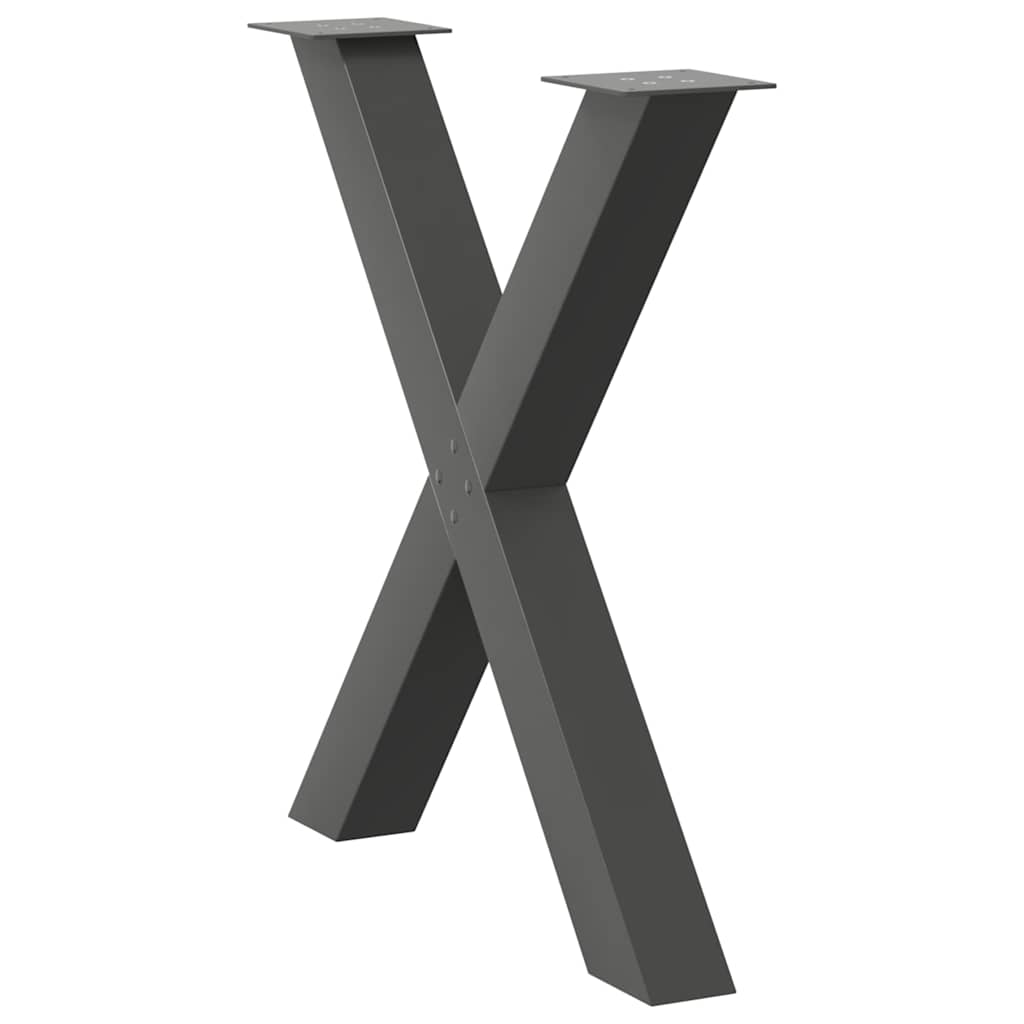 vidaXL Picioare de masă în formă de X, 3 buc., antracit, 70x(72-73) cm, oțel