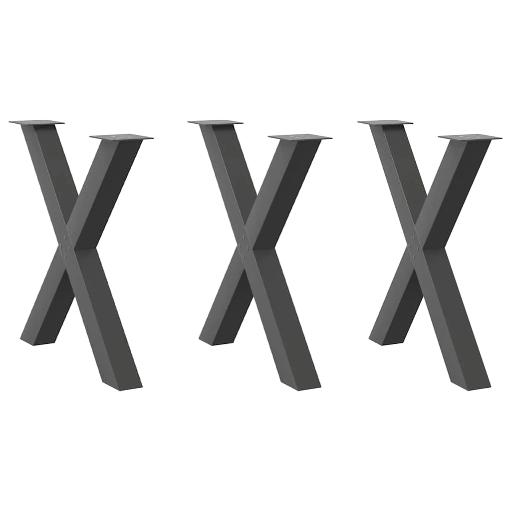 vidaXL Picioare de masă în formă de X, 3 buc., antracit, 70x(72-73) cm, oțel