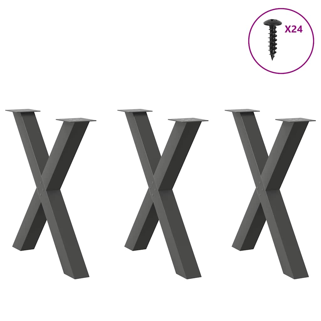 vidaXL Picioare de masă în formă de X, 3 buc., antracit, 80x(72-73) cm, oțel vidaXL Picioare de masă în formă de X, 3 buc., antracit, 80x(72-73) cm, oțel