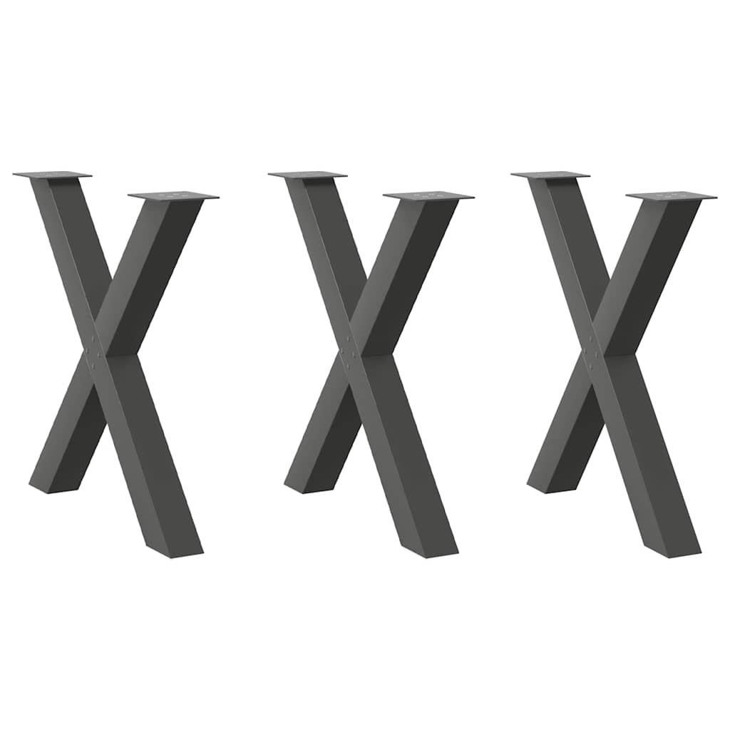 vidaXL Picioare de masă în formă de X, 3 buc., antracit, 80x(72-73) cm, oțel vidaXL Picioare de masă în formă de X, 3 buc., antracit, 80x(72-73) cm, oțel