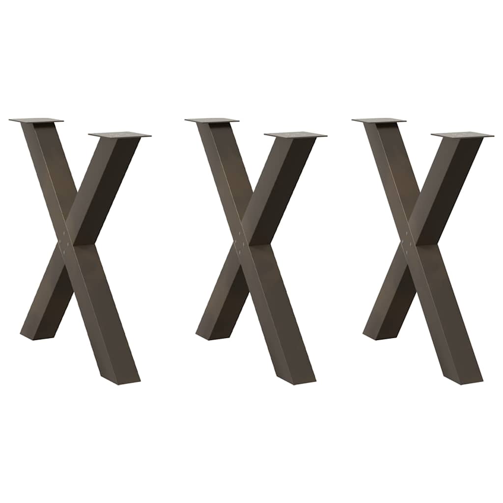 vidaXL Picioare de masă în formă de X, 3 buc., oțel natural, 80x(72-73) cm