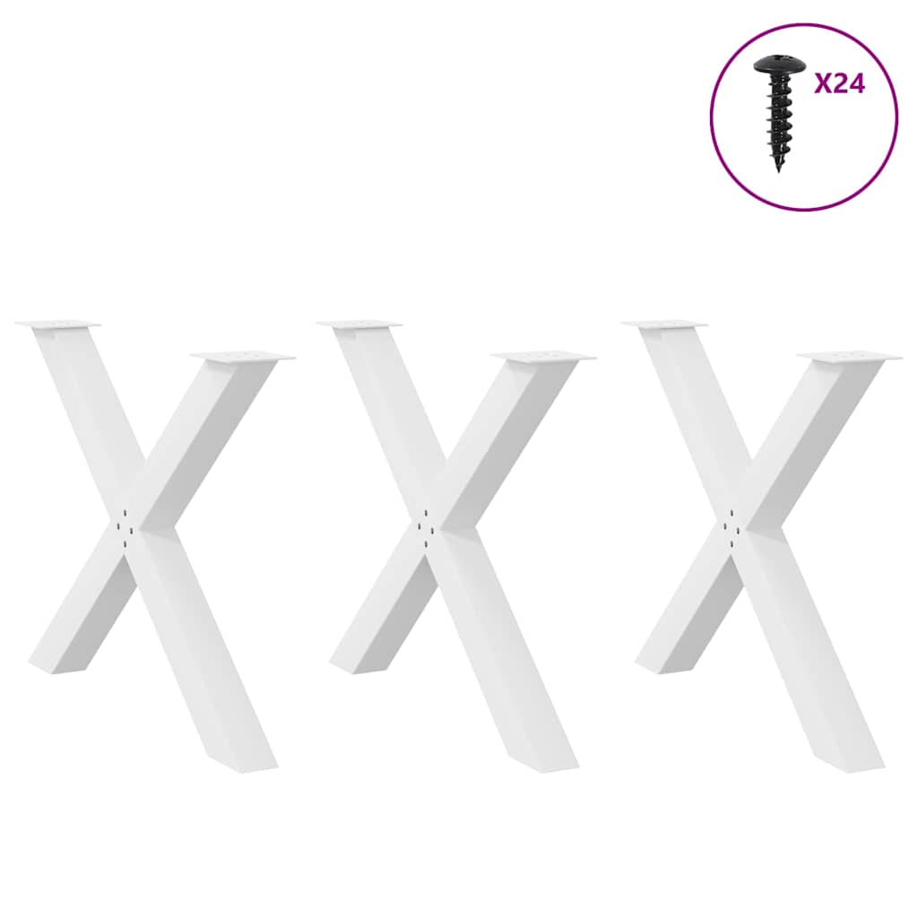 vidaXL Picioare de masă în formă de X, 3 buc., alb, 90x(72-73) cm, oțel vidaXL Picioare de masă în formă de X, 3 buc., alb, 90x(72-73) cm, oțel