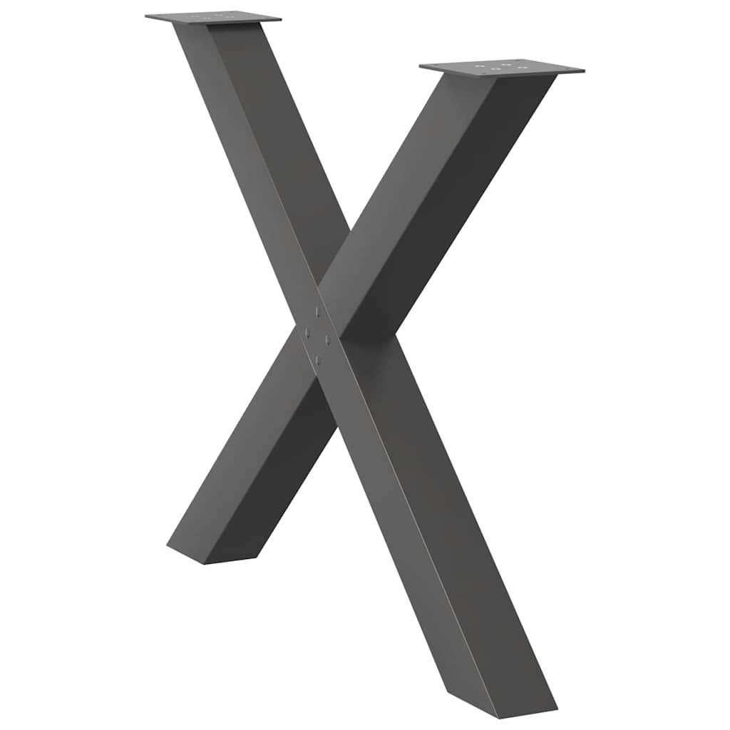 vidaXL Picioare de masă în formă de X, antracit, 90x(72-73) cm, oțel, 3 buc.