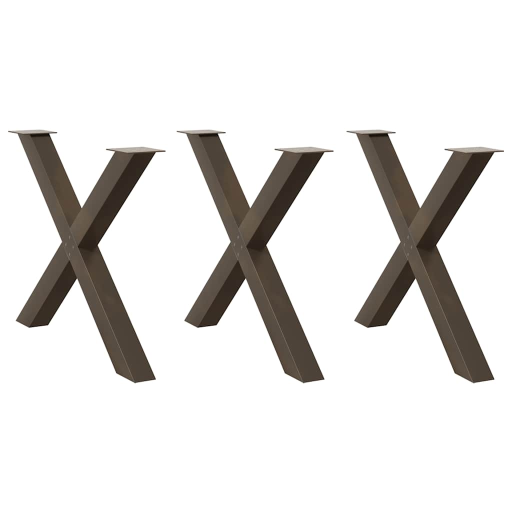 vidaXL Picioare de masă în formă de X, 3 buc., oțel natural, 90x(72-73) cm