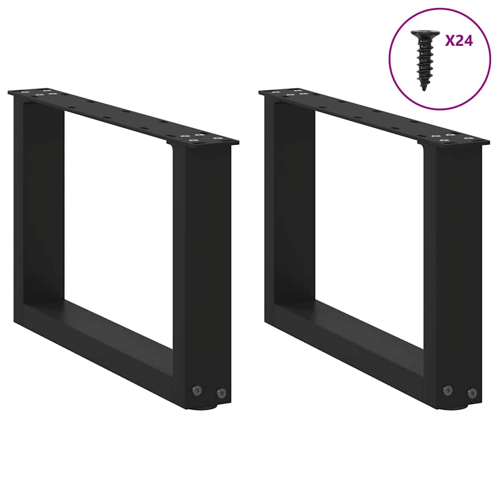 vidaXL Picioare pentru măsuță de cafea în formă de U, 2 buc., negru, 50x(30-31) cm, oțel