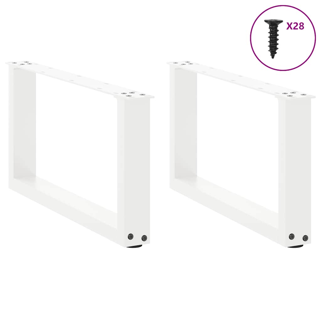 vidaXL Picioare pentru măsuță de cafea în formă de U, 2 buc., alb, 70x(30-31) cm, oțel