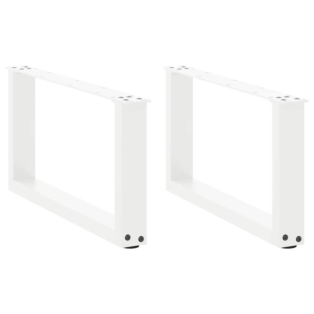 vidaXL Picioare pentru măsuță de cafea în formă de U, 2 buc., alb, 70x(30-31) cm, oțel