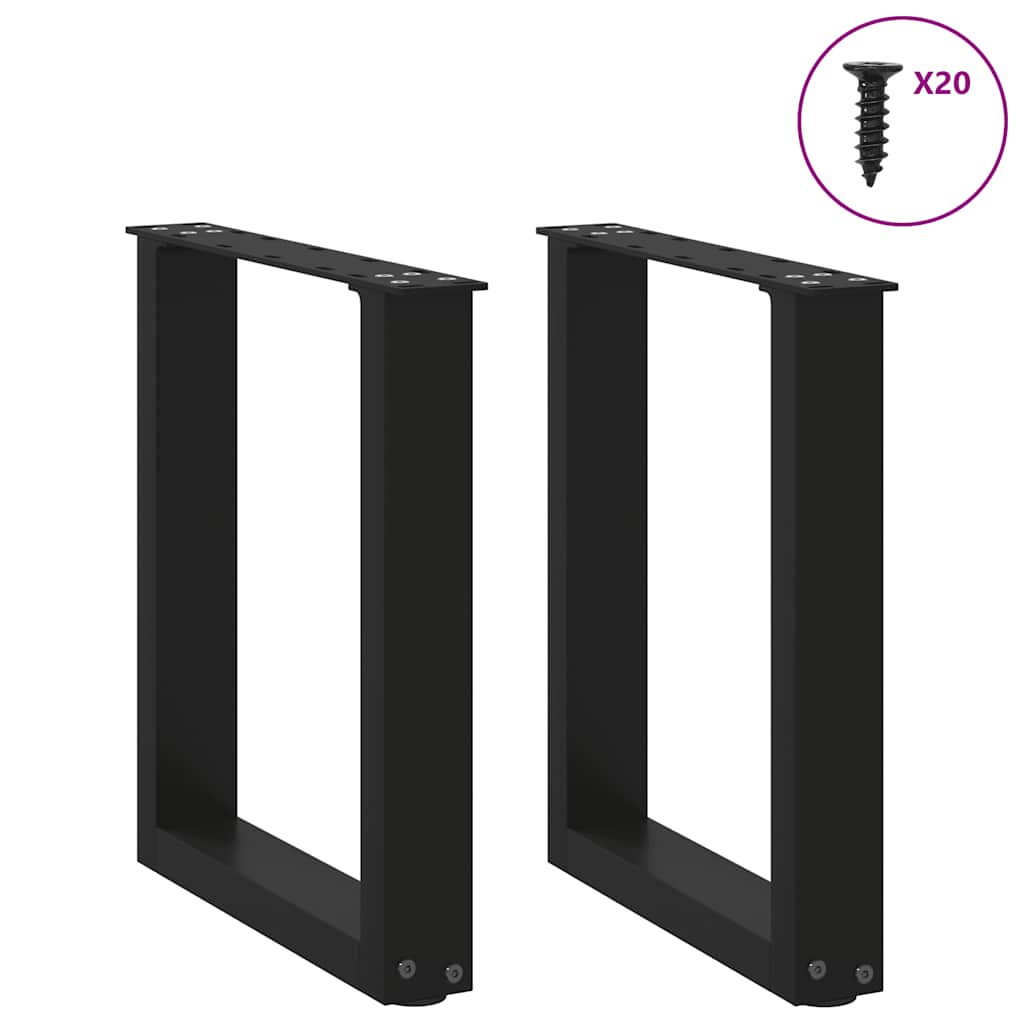 vidaXL Picioare pentru măsuță de cafea în formă de U, 2 buc., negru, 38x(42-43) cm, oțel vidaXL Picioare pentru măsuță de cafea în formă de U, 2 buc., negru, 38x(42-43) cm, oțel