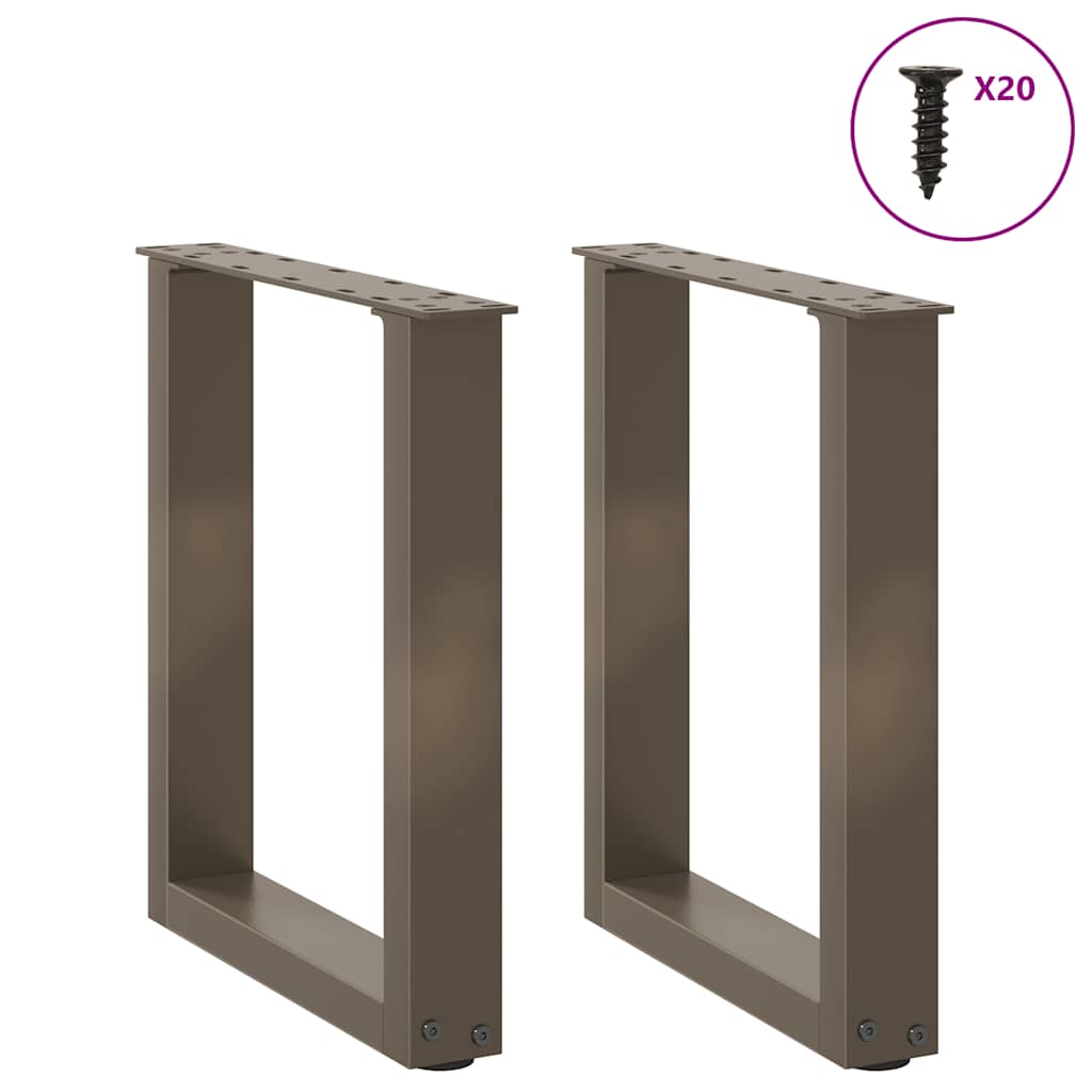 vidaXL Picioare pentru măsuță de cafea în formă de U, 2 buc., oțel natural, 38x(42-43) cm