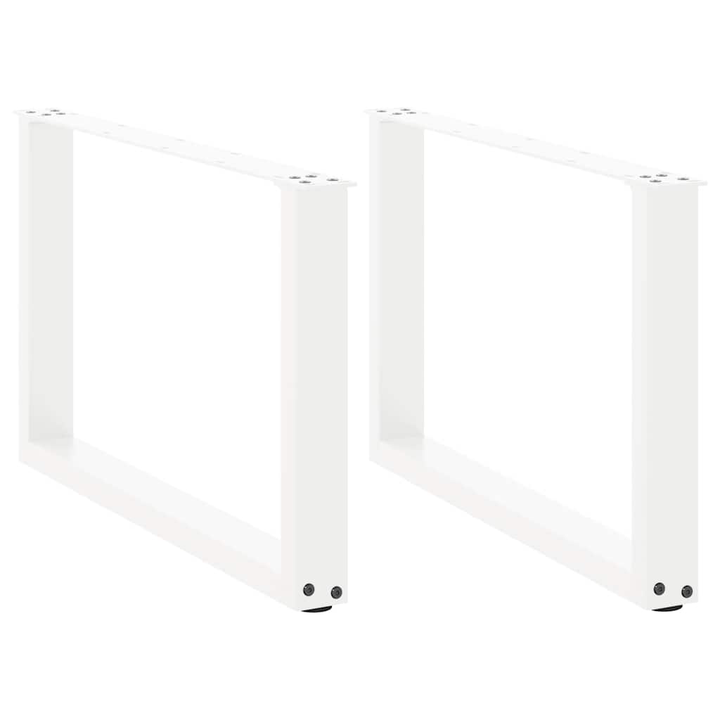 vidaXL Picioare pentru măsuță de cafea în formă de U, 2 buc., alb, 60 x (42-43) cm, oțel