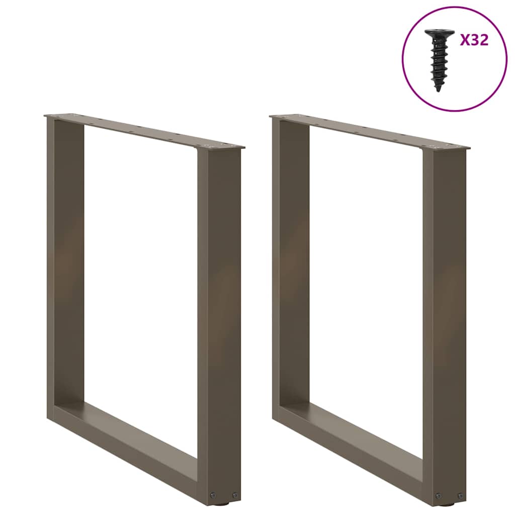 vidaXL Picioare de masă în formă de U, 2 buc., oțel natural, 90x(72-73) cm