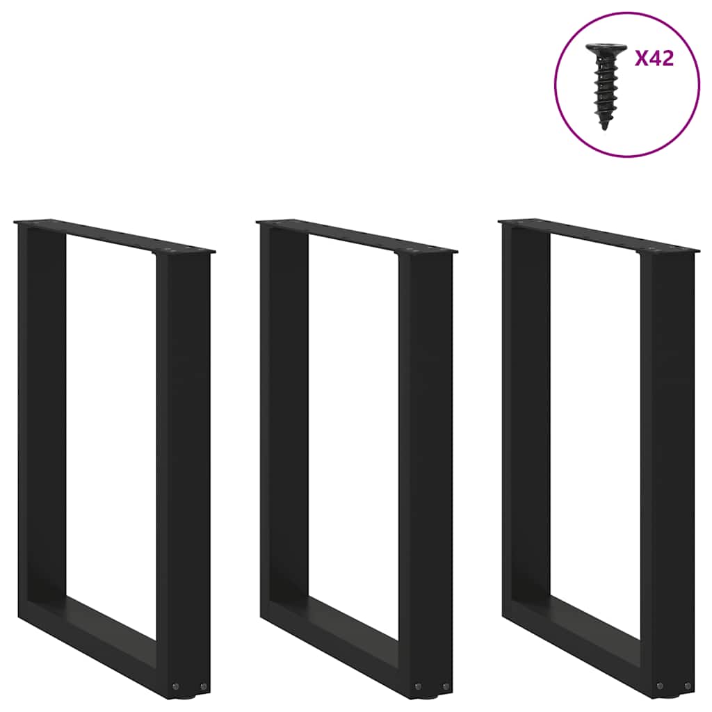 vidaXL Picioare de masă în formă de U, 3 buc., negru, 70x(72-73) cm, oțel vidaXL Picioare de masă în formă de U, 3 buc., negru, 70x(72-73) cm, oțel