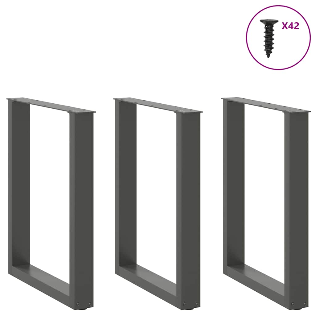 vidaXL Picioare de masă în formă de U, 3 buc., antracit, 70x(72-73) cm, oțel vidaXL Picioare de masă în formă de U, 3 buc., antracit, 70x(72-73) cm, oțel