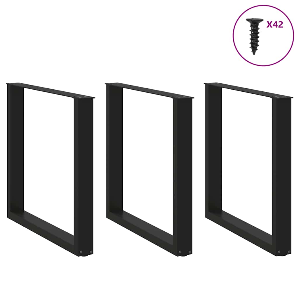 vidaXL Picioare de masă în formă de U, 3 buc., negru, 80x(72-73) cm, oțel vidaXL Picioare de masă în formă de U, 3 buc., negru, 80x(72-73) cm, oțel