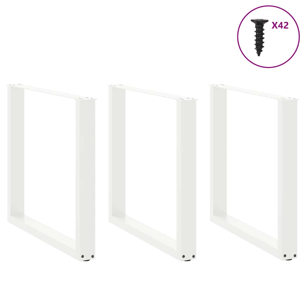 vidaXL Picioare de masă în formă de U, 3 buc., alb, 80x(72-73) cm, oțel vidaXL Picioare de masă în formă de U, 3 buc., alb, 80x(72-73) cm, oțel
