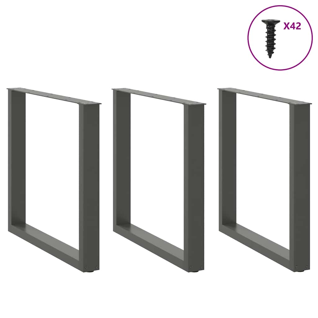 vidaXL Picioare de masă în formă de U, 3 buc., antracit, 80x(72-73) cm, oțel vidaXL Picioare de masă în formă de U, 3 buc., antracit, 80x(72-73) cm, oțel