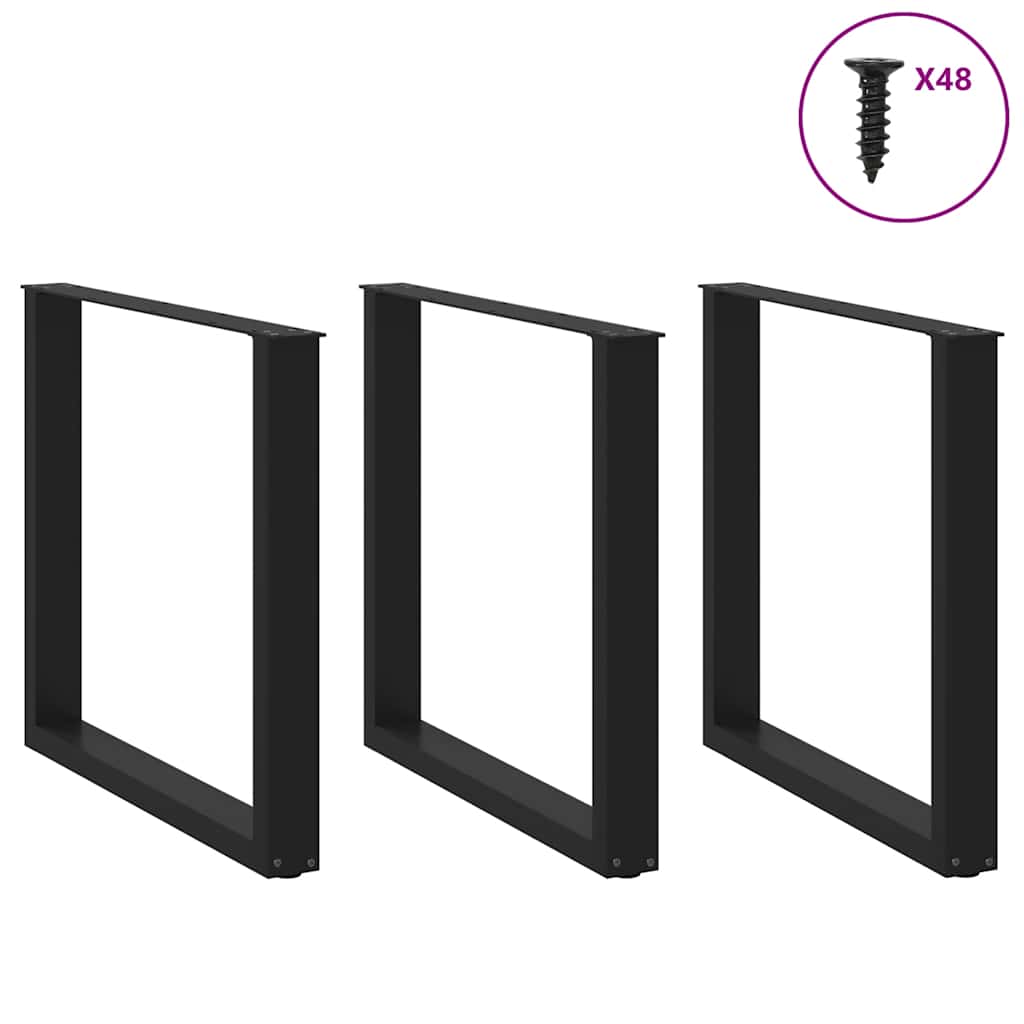 vidaXL Picioare de masă în formă de U, 3 buc., negru, 90x(72-73) cm, oțel vidaXL Picioare de masă în formă de U, 3 buc., negru, 90x(72-73) cm, oțel