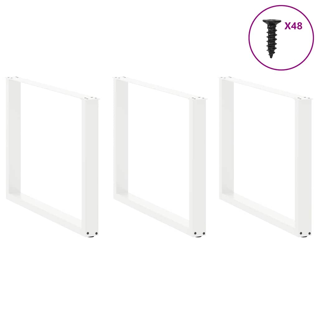vidaXL Picioare de masă în formă de U, 3 buc., alb, 100 x (72-73) cm, oțel