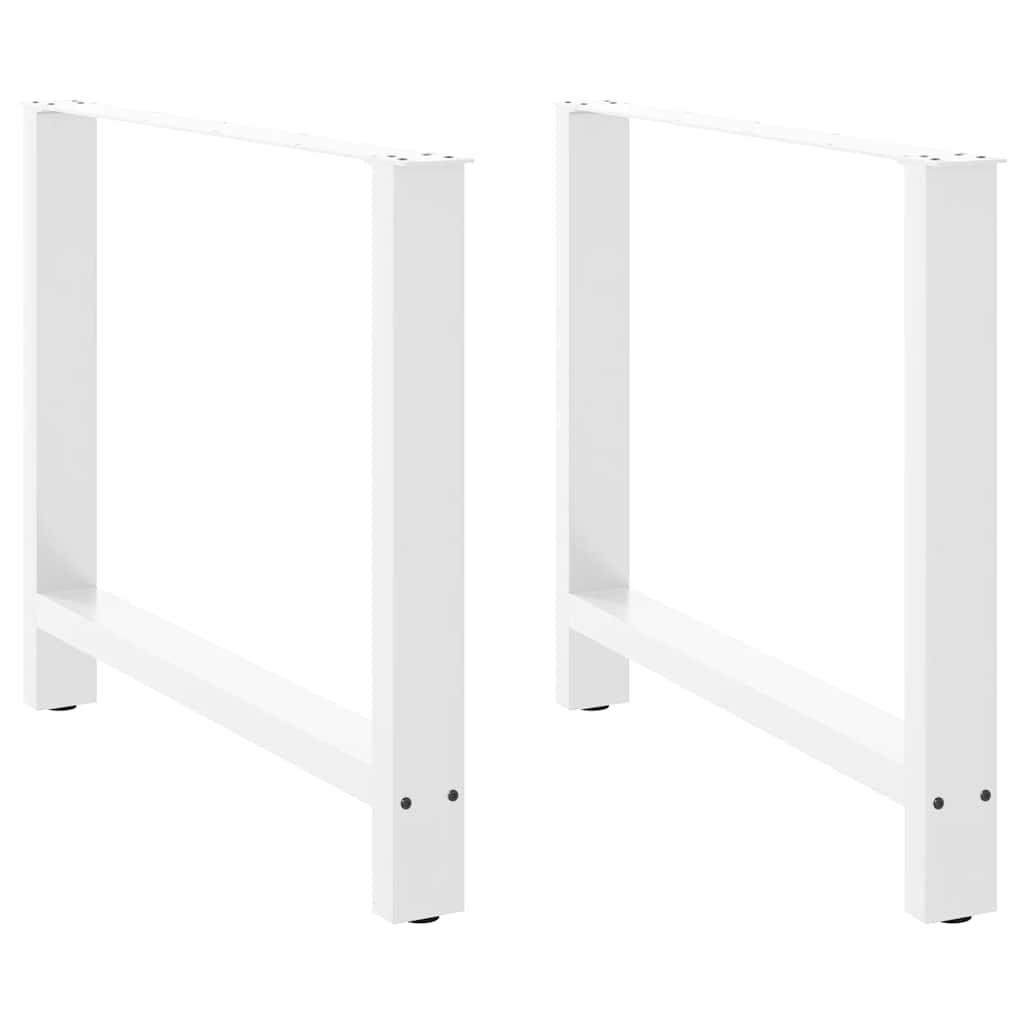 vidaXL Picioare masă de sufragerie albe, 2 buc., 90x(72-73) cm, oțel