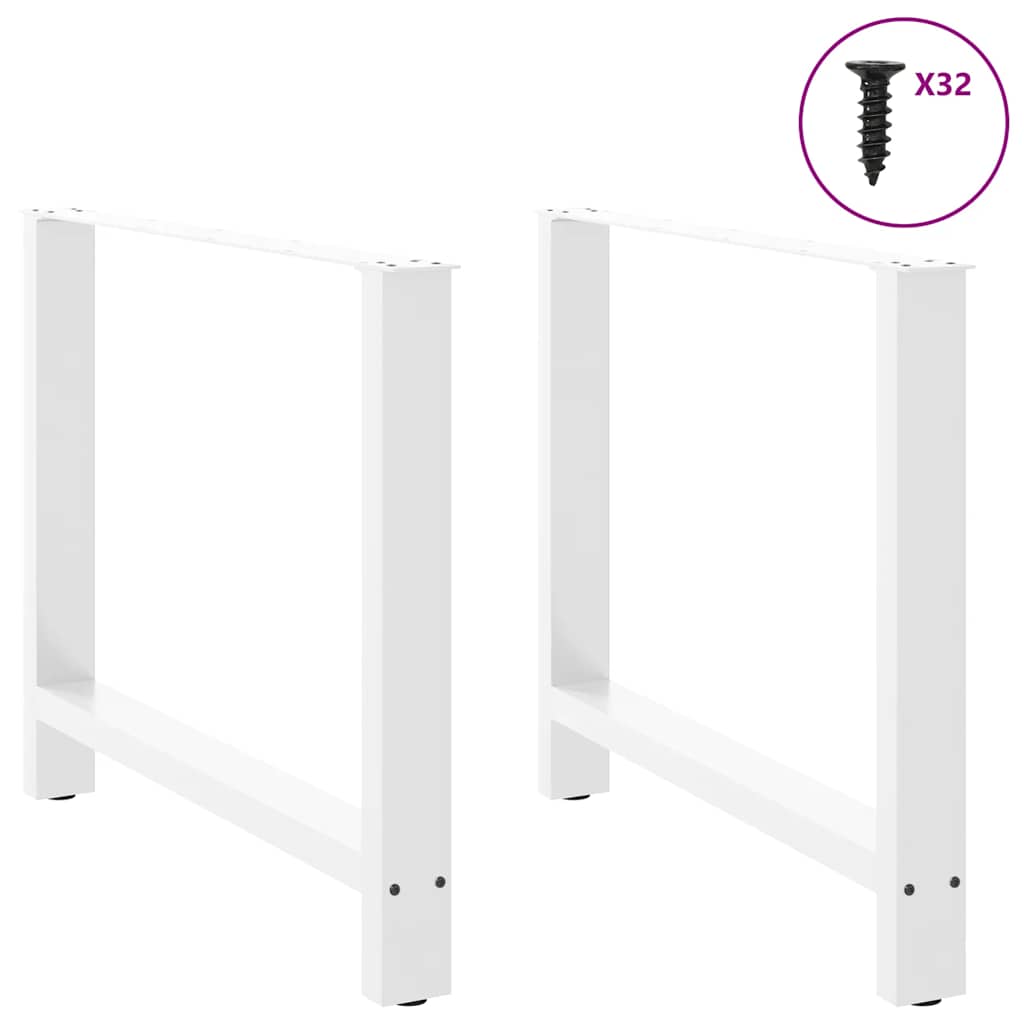 vidaXL Picioare masă de sufragerie albe, 2 buc., 100x(72-73) cm, oțel