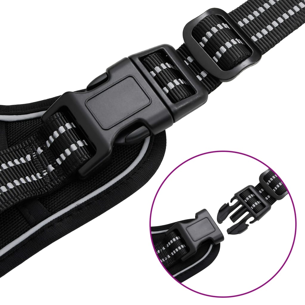 vidaXL Ham pentru câini cu dungi reflectorizante reglabil, negru, S