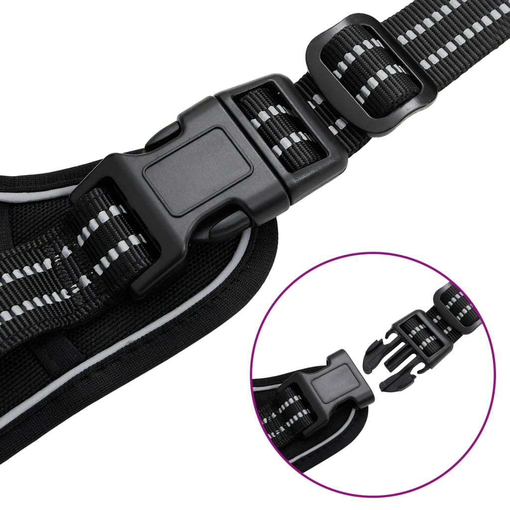 vidaXL Ham pentru câini cu dungi reflectorizante reglabil, negru, M