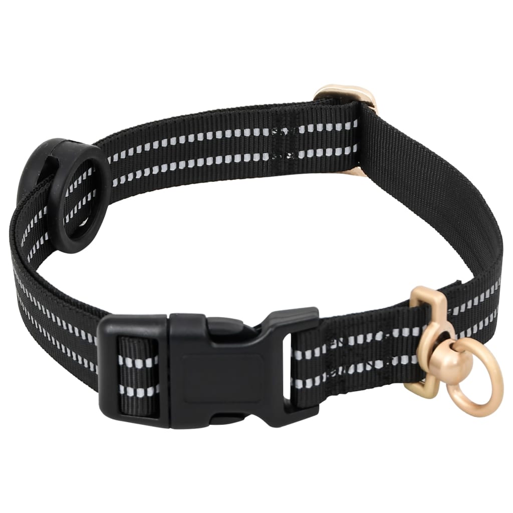 vidaXL Ham pentru câini cu plumb și guler, reglabil, negru, L vidaXL Ham pentru câini cu plumb și guler, reglabil, negru, L