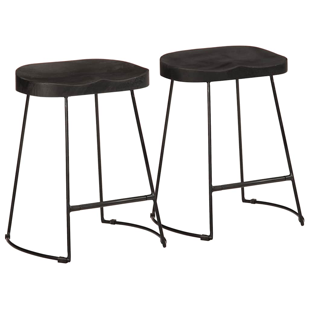 vidaXL Scaune de bar 2 buc Negru 46x38x52 cm lemn masiv de mango vidaXL Scaune de bar 2 buc Negru 46x38x52 cm lemn masiv de mango