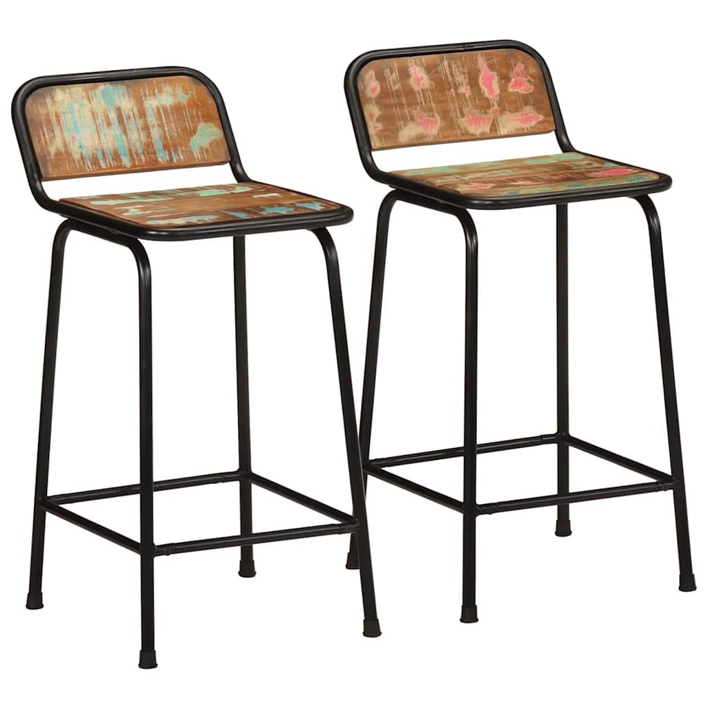 vidaXL Scaune de bar 2 buc 46x35,5x80 cm lemn masiv recuperat vidaXL Scaune de bar 2 buc 46x35,5x80 cm lemn masiv recuperat