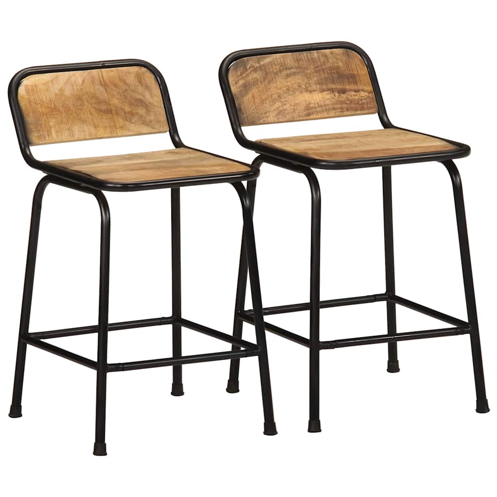 vidaXL Scaune de bar 2 buc 46x35,5x70 cm Lemn masiv Mango brut vidaXL Scaune de bar 2 buc 46x35,5x70 cm Lemn masiv Mango brut