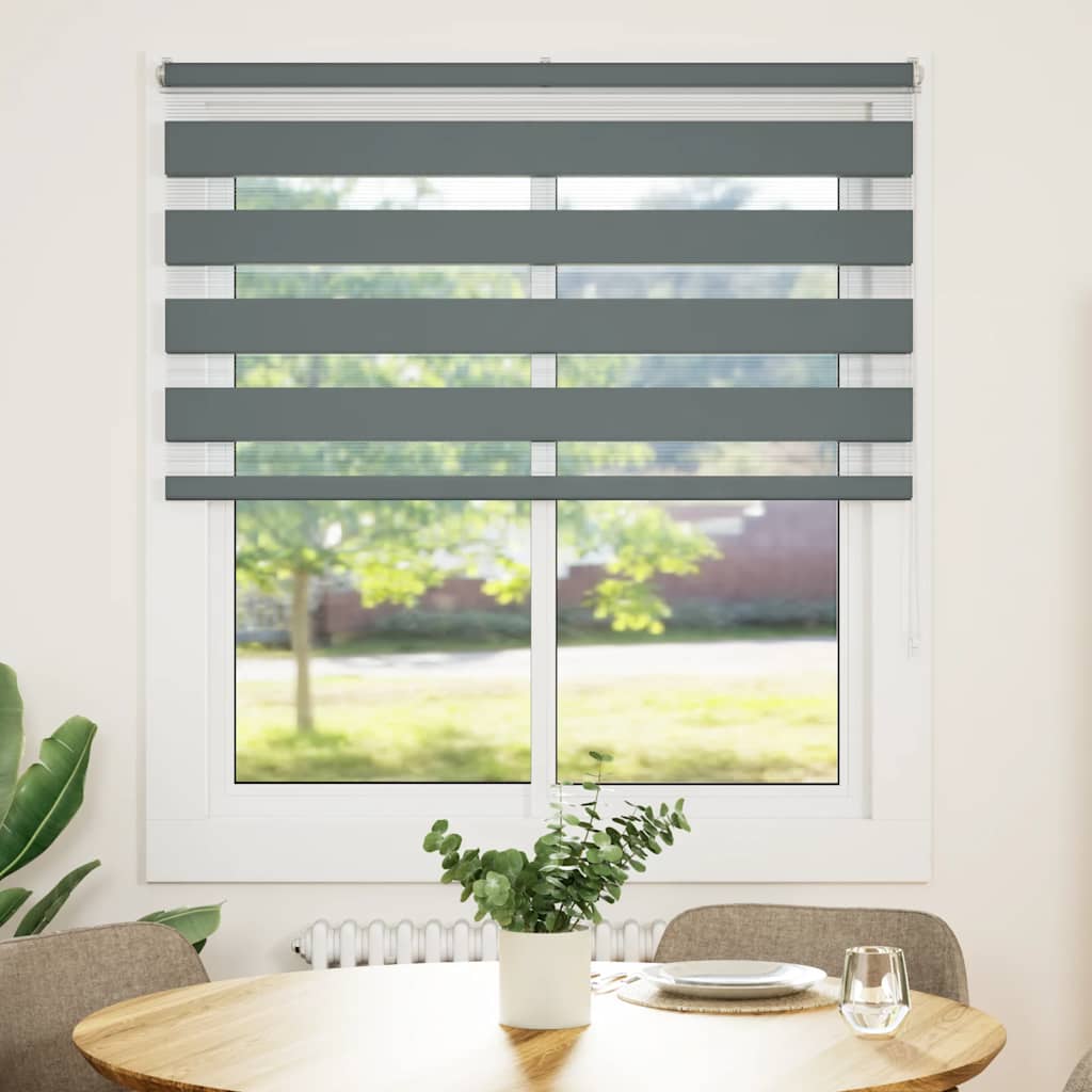 vidaXL Jaluzea tip zebra gri închis lățime țesătură 120,9 cm poliester