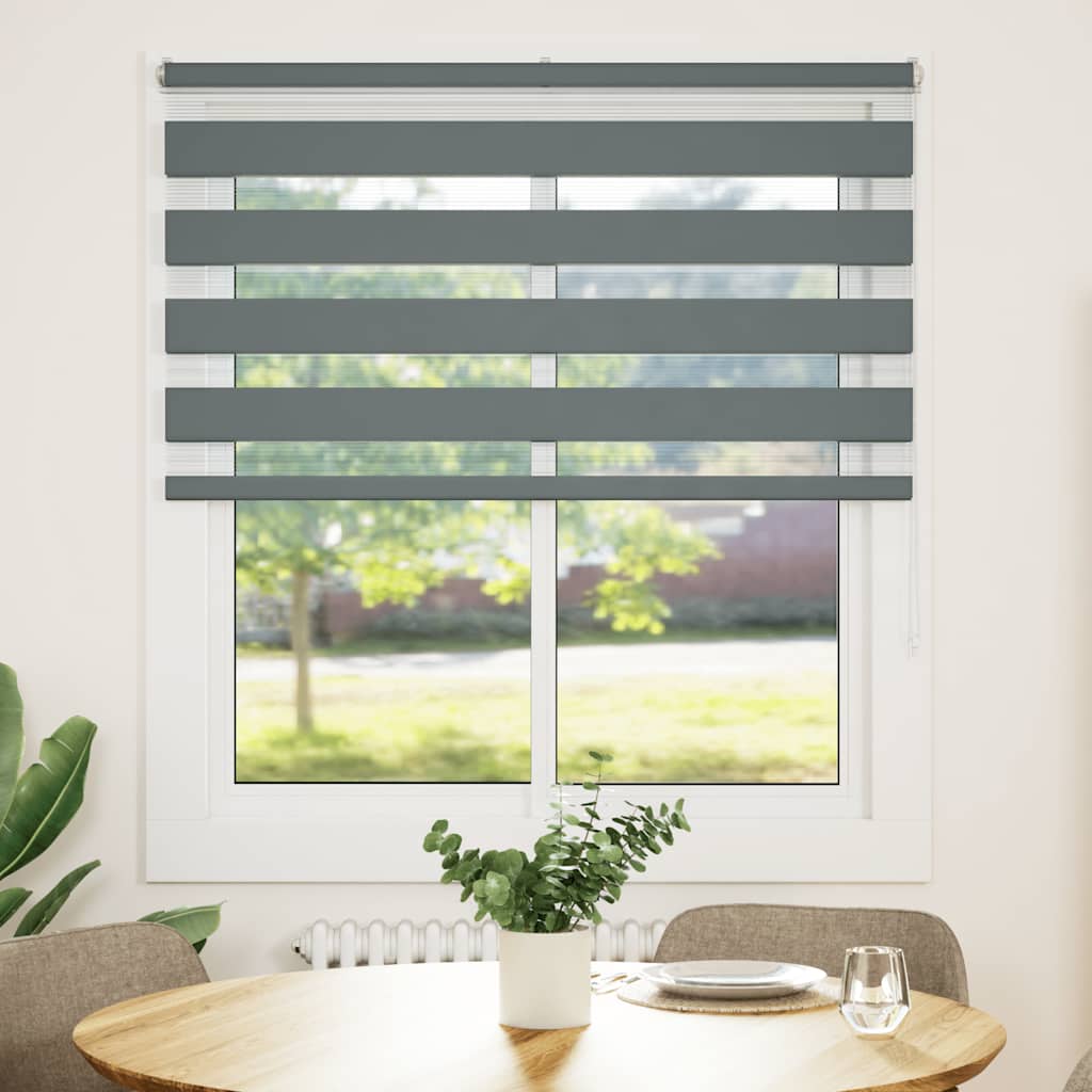 vidaXL Jaluzea tip zebra gri închis lățime țesătură 125,9 cm poliester