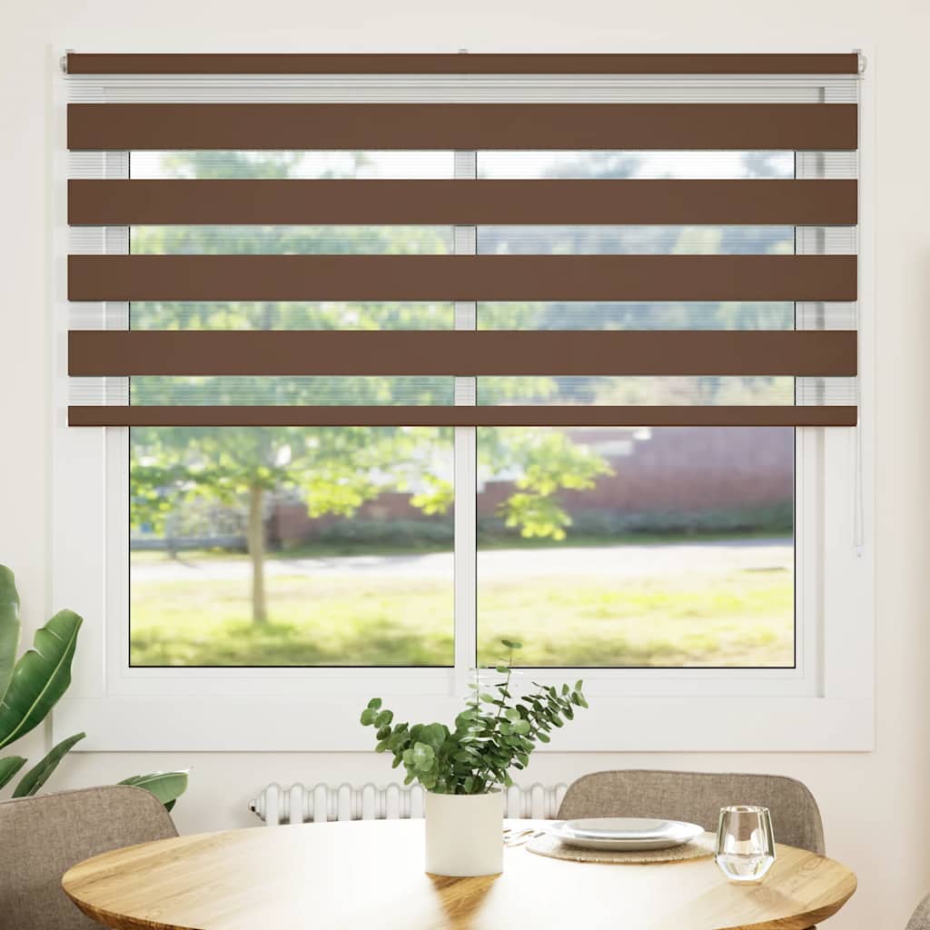 vidaXL Jaluzea tip zebra maro lățime țesătură 150,9 cm poliester
