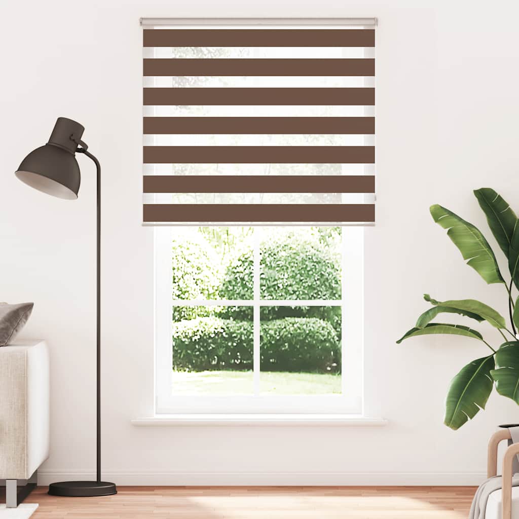 vidaXL Jaluzea tip zebra maro lățime țesătură 125,9 cm poliester