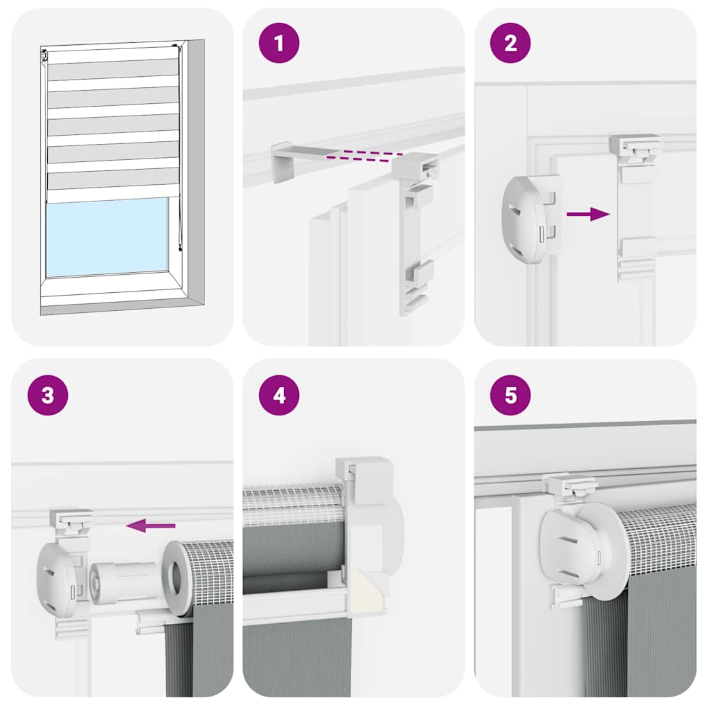 vidaXL Jaluzea tip zebra gri deschis lățime țesătură 120,9cm poliester