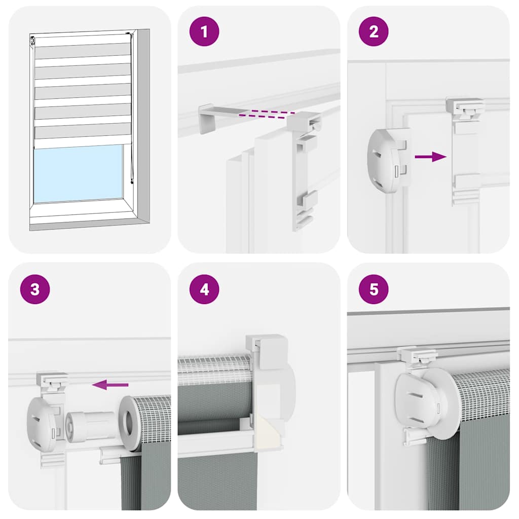 vidaXL Jaluzea tip zebra gri deschis lățime țesătură 130,9cm poliester