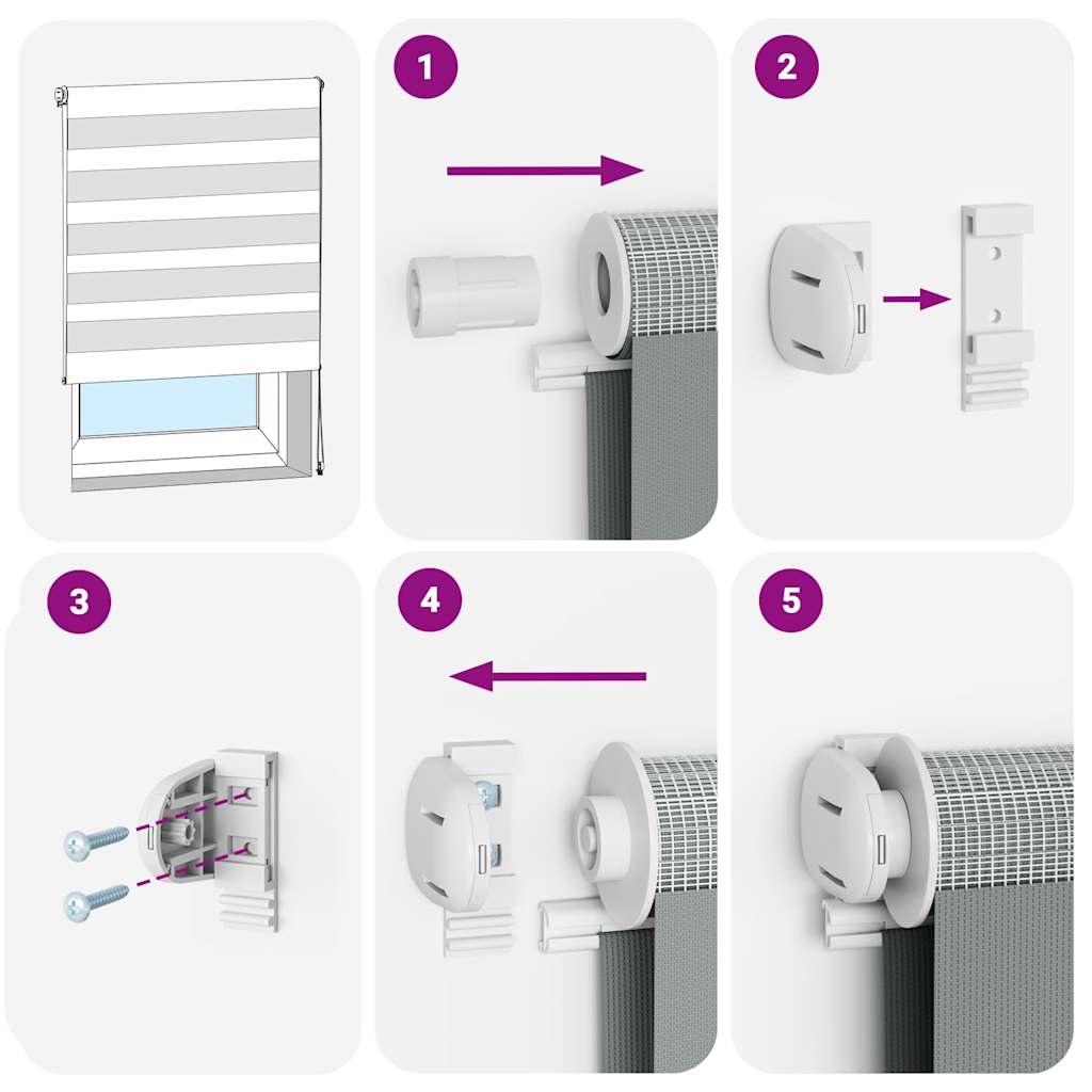 vidaXL Jaluzea tip zebra gri deschis lățime țesătură 130,9cm poliester