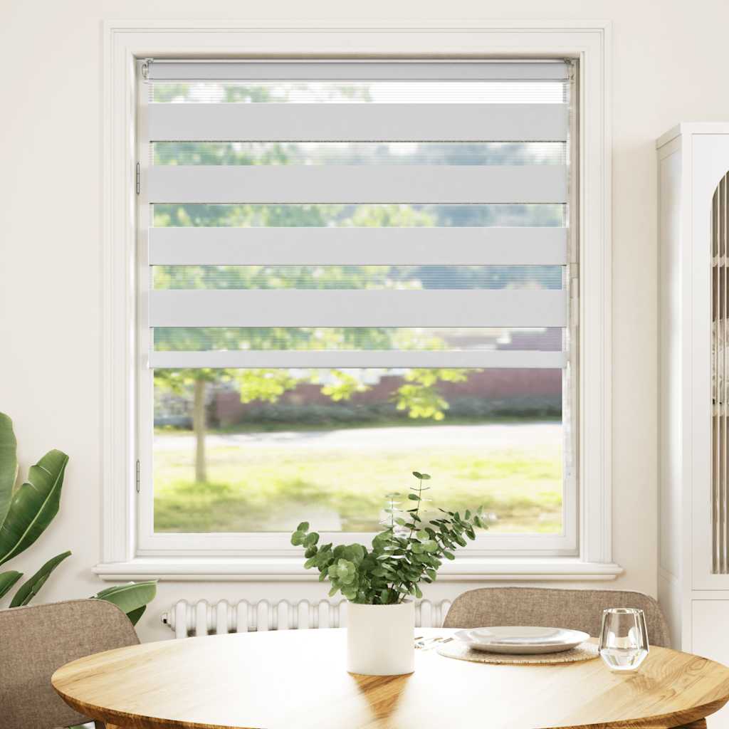 vidaXL Jaluzea tip zebra alb lățime țesătură 95,9 cm poliester