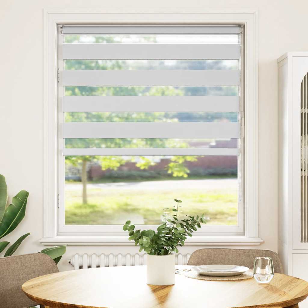 vidaXL Jaluzea tip zebra alb lățime țesătură 95,9 cm poliester