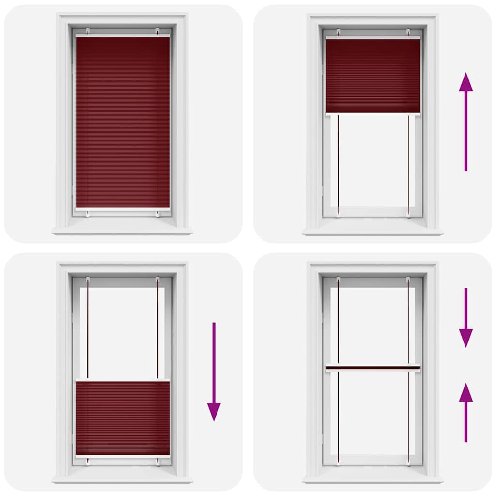 vidaXL Jaluzea plisată Bordeaux Roșu 75x100 cm Lățime țesătură 74,4 cm vidaXL Jaluzea plisată Bordeaux Roșu 75x100 cm Lățime țesătură 74,4 cm