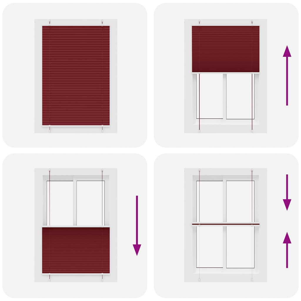 vidaXL Jaluzea plisată Bordeaux Roșu 95x100 cm Lățime țesătură 94,4 cm vidaXL Jaluzea plisată Bordeaux Roșu 95x100 cm Lățime țesătură 94,4 cm