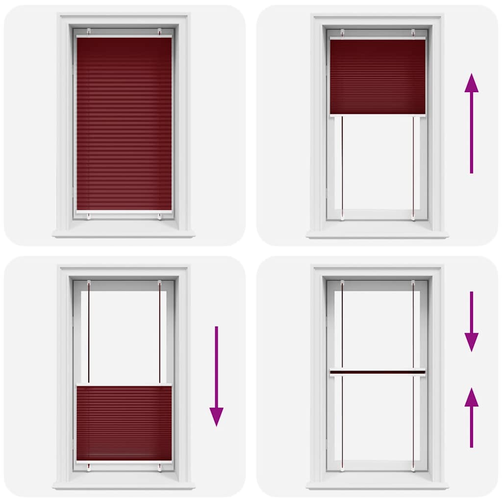 vidaXL Jaluzea plisată Bordeaux Roșu 75x150 cm Lățime țesătură 74,4 cm vidaXL Jaluzea plisată Bordeaux Roșu 75x150 cm Lățime țesătură 74,4 cm