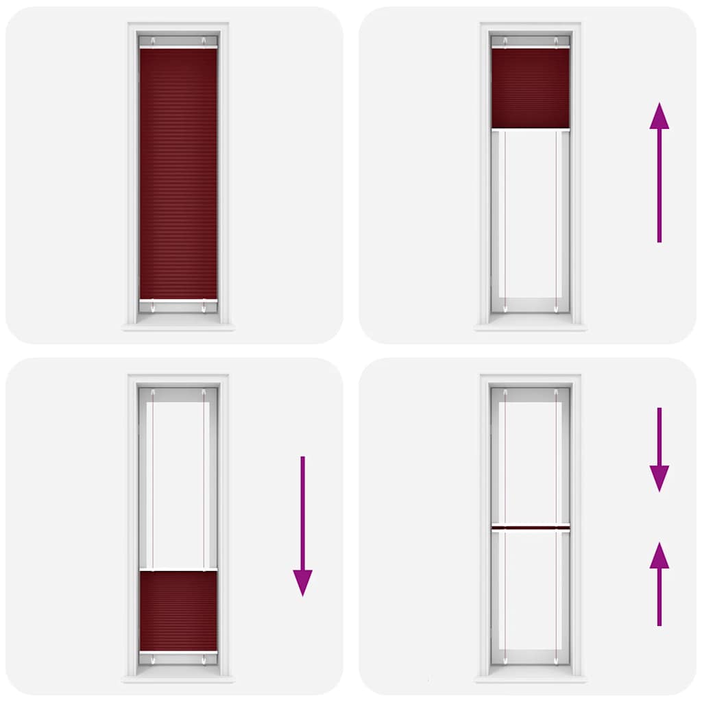 vidaXL Jaluză plisată Bordeaux Roșu 55x200 cm Lățime țesătură 54,4 cm