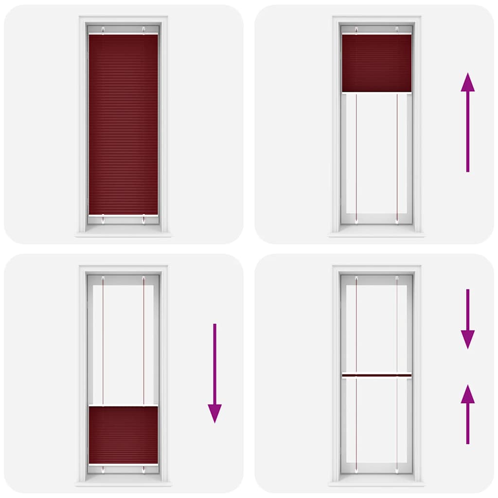 vidaXL Jaluză plisată Bordeaux Roșu 80x200 cm Lățime țesătură 79,4 cm