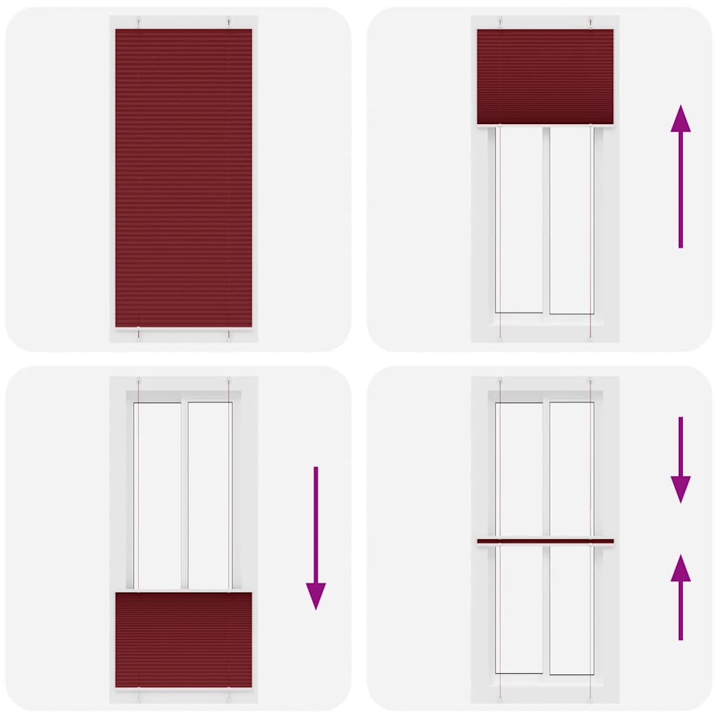 vidaXL Jaluzea plisată Bordeaux Roșu 95x200 cm Lățime țesătură 94,4 cm vidaXL Jaluzea plisată Bordeaux Roșu 95x200 cm Lățime țesătură 94,4 cm